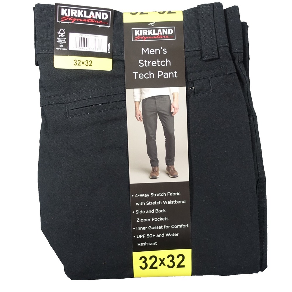 Kirkland Signature Tech Pant Men 32x32 Flex Waist Stretch Secure Zip Pocket